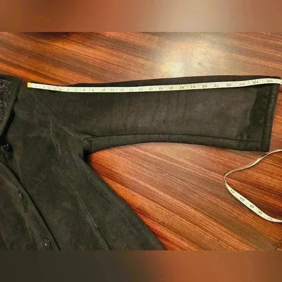 Talbots Woman Faux Suede Sherpa Lined Black Long Coat Sz 18 EUC Winter - Picture 12 of 15